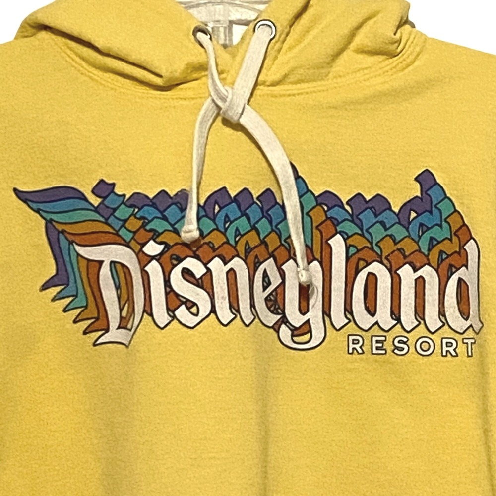 Disneyland Resort Pullover Hoodie L Sunny Yellow Beachy Vacation Travel Colorful